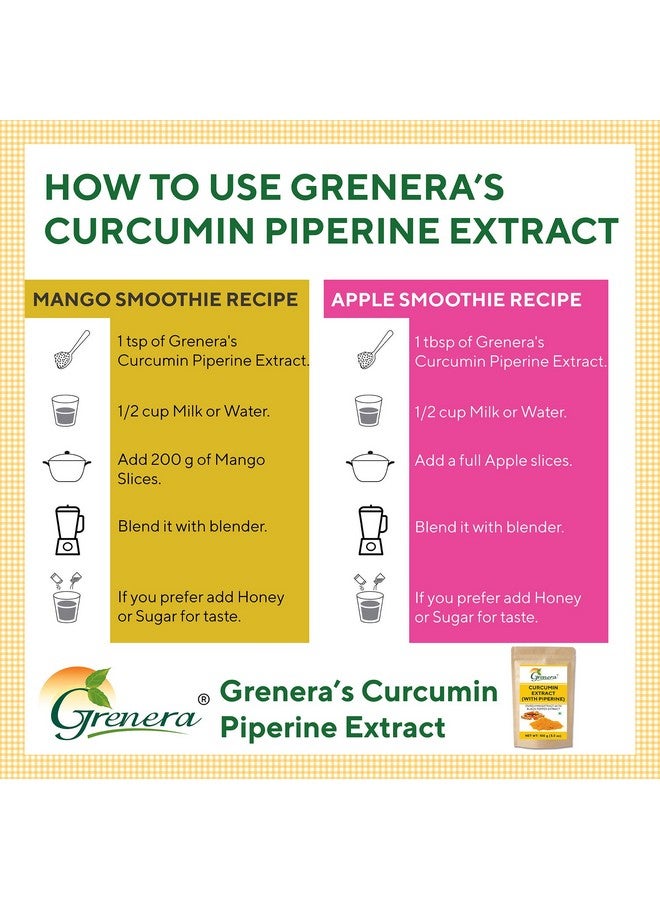 Grenera Curcumin Extract with Piperine Extract (Superior Turmeric, Black Pepper Extract) Immune & Joint Support, Maximum Absorption, 100 grams - Image 5