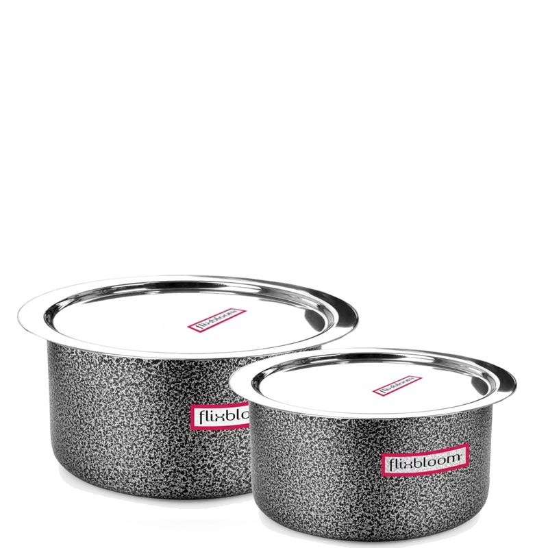 FLIXBLOOM Flixbloom Cook Max Hard Anodised Induction Base Stove Friendly Cookware TopeBhagonaPatilaHandi Utensil for Cooking Kitchen Tope with Lid 3L4L Kitchen Set  - Image 1