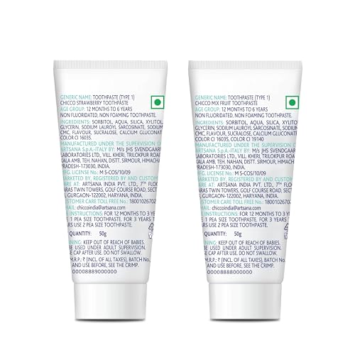 Chicco Kids Toothpaste Combo - Strawberry 50g and Mixfruit 50g - Image 2
