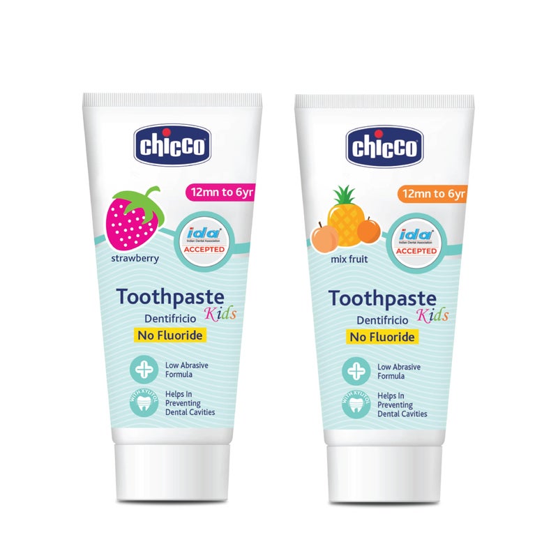 Chicco Kids Toothpaste Combo - Strawberry 50g and Mixfruit 50g - Image 1