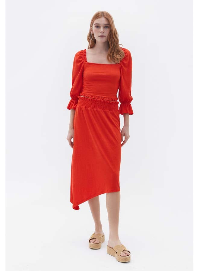 Midi Skirt with Asymmetrical Cut