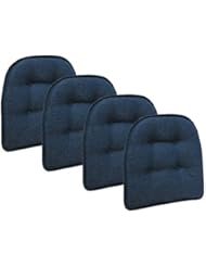 Klear Vu Omega Gripper Tufted Furniture Safe Non-Slip Dining Chair Cushion, 4 Pack, Indigo 4 Pack - Image 1