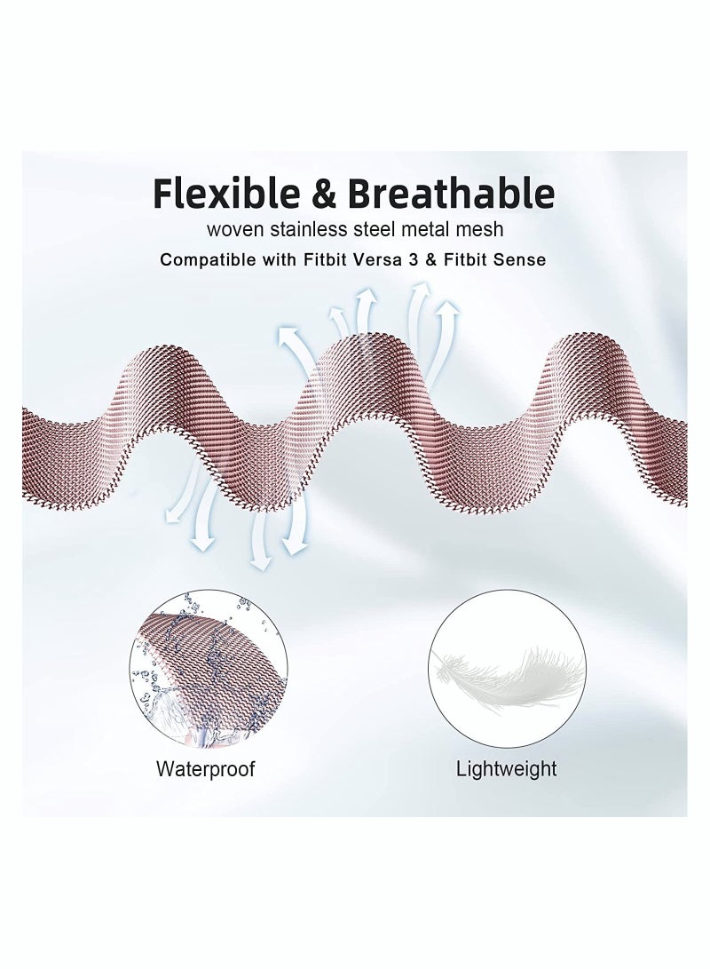 Zikra Bands for Fitbit Versa 3, Metal Bands Compatible with Fitbit Sense, Stainless Steel Mesh Breathable Wristband Strap with Adjustable Magnet Lock, Replacement Wristbands for Women and Men - Image 5