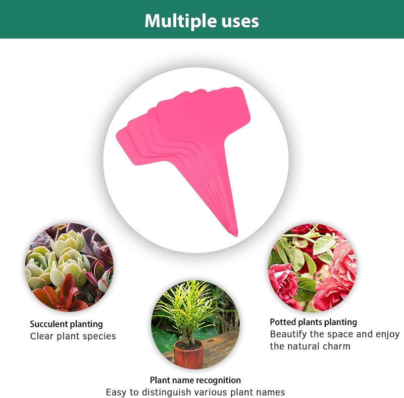 KINGLAKE Pink Plant labels,100 Pcs 6 x10cm Plastic Plant T-Type Tags Nursery Garden Labels - Image 4