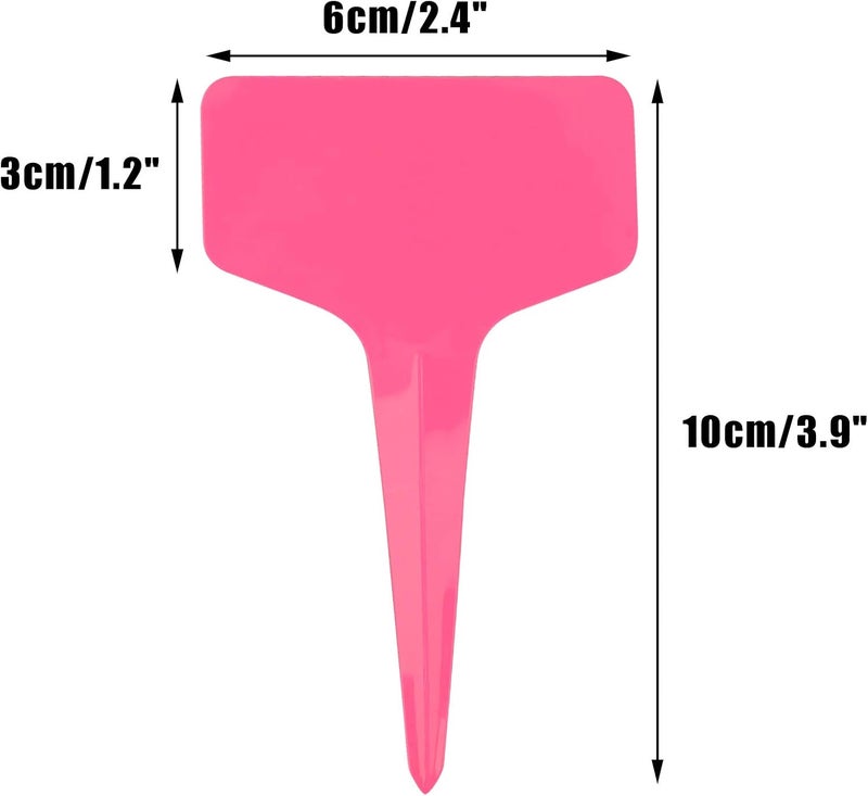 KINGLAKE Pink Plant labels,100 Pcs 6 x10cm Plastic Plant T-Type Tags Nursery Garden Labels - Image 3