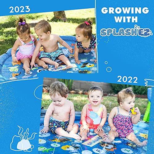 SplashEZ 3-in-1 Splash Pad, Sprinkler for Kids and Baby Pool for Learning – Children’s Sprinkler Pool, 60’’ Inflatable Water Summer Toys – “Around The World” Outdoor Play Mat for Babies & Toddlers - Image 4