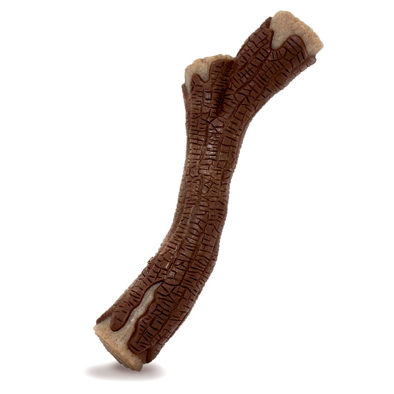 Nylabone Real Wood Stick Toy Strong Chew Toy for Dogs, Rubber Dog Toys for Moderate & Aggressive Chewers, Bacon Flavor, X-Large - 50+ lbs, 1 Count - Image 1