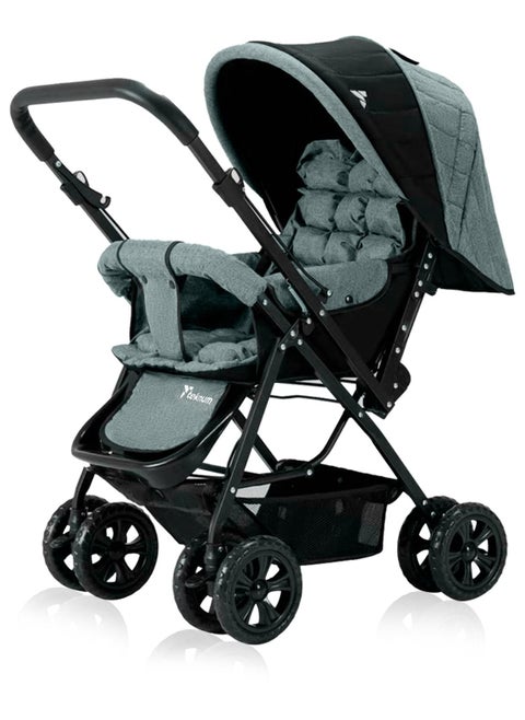 Reversible Look At Me Baby Stroller With Wide Seat And Stylish Canopy - Dark Grey