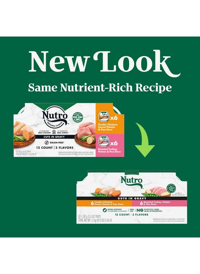 نوترو طعام كلاب رطب من نوترو ناتشورال تشويس، قطع في مرق، بنكهة الدجاج والديك الرومي، عبوة متنوعة، 3.5 أونصة (12 قطعة، عبوة من قطعتين) - Image 1