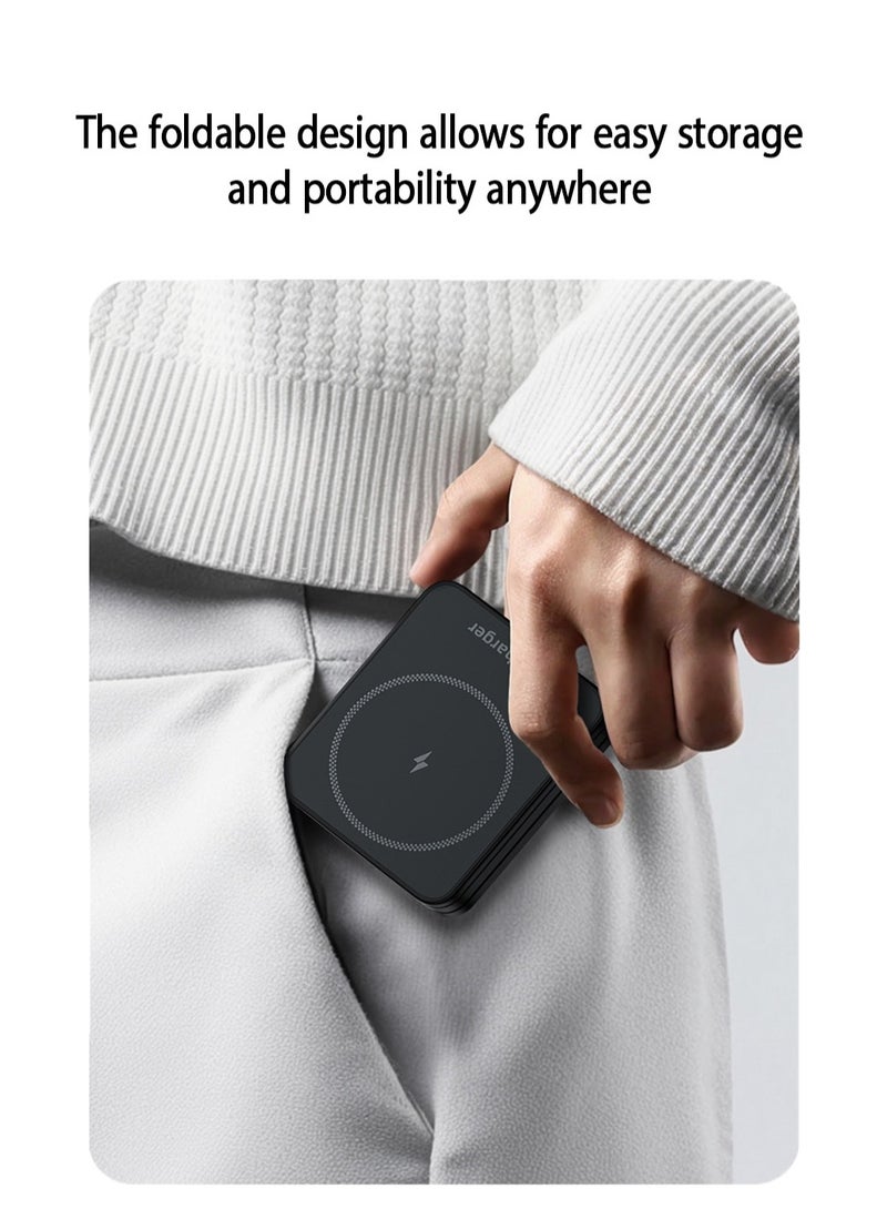 Jourvent 15W Magnetic 3-in-1 Wireless Charging Station – A Sleek, Foldable Charging Base With An Illuminated Stand, Designed For MagSafe-Compatible Devices. Efficiently Powers Your Smartphone, Smartwatch, And AirPods Simultaneously, Keeping Your Workspace Organized While Ensuring Your Essentials Stay Charged Anytime, Anywhere. Perfect For Home, Office, Or Travel. - Image 2