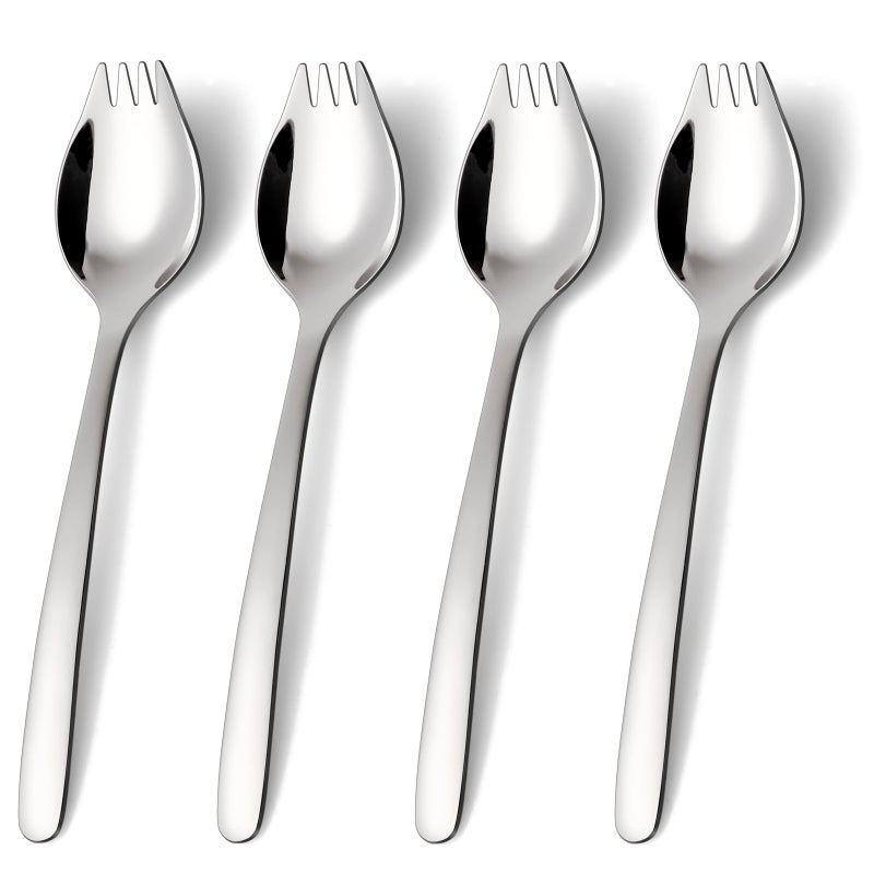 Lovingly Yours 7-inch Spork Stainless Steel, Reusable Metal Sporks, Set of 4 - Image 1