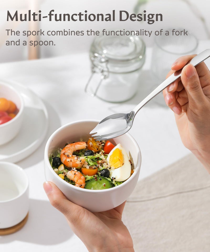 Lovingly Yours 7-inch Spork Stainless Steel, Reusable Metal Sporks, Set of 4 - Image 2