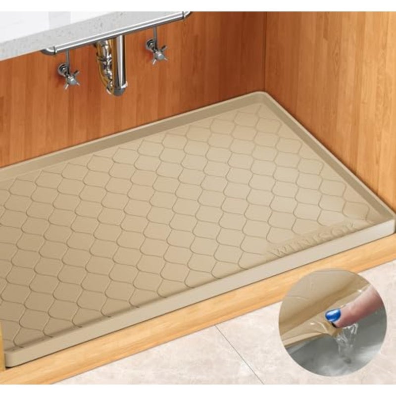 Silicone Under Sink Mat 34" x 22", kitchen Essentials and Gadgets, Shelf liner and Cabinet Protector, Home Organizers and Storage, Waterproof Bathroom Tray - Image 1
