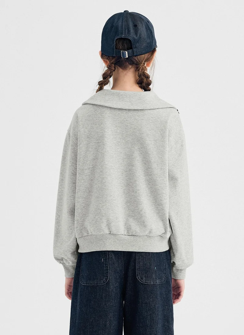 Balabala Kids Girl Lapel Sweatshirt