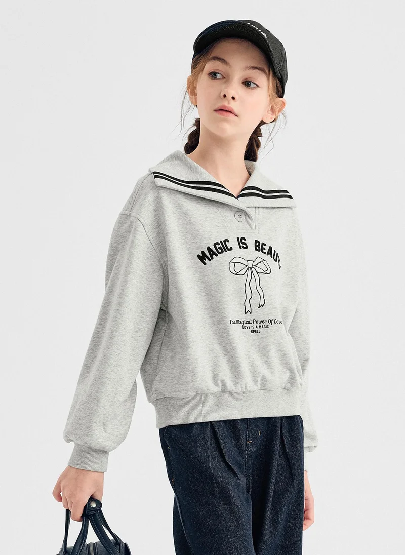 Balabala Kids Girl Lapel Sweatshirt
