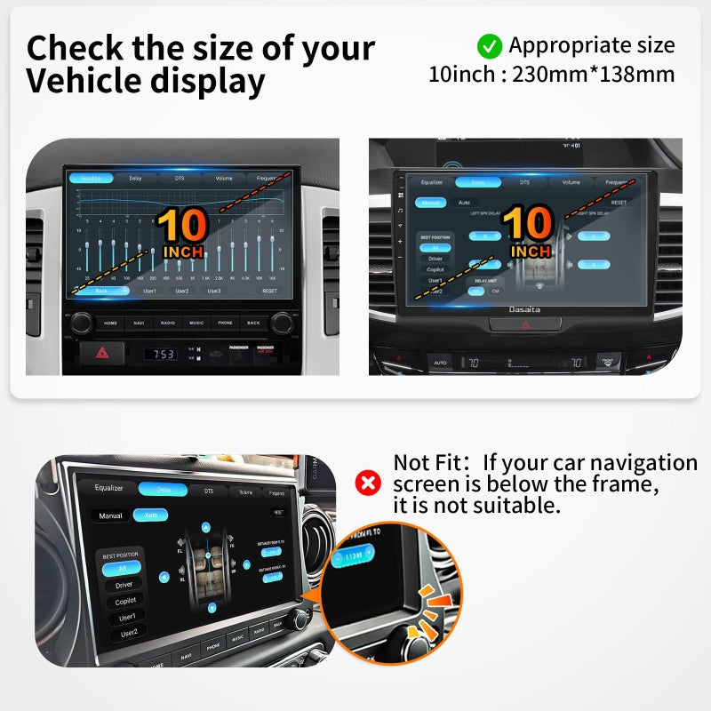 dasaita 10 inch Large Screen 230X138mm Tempered Glass Screen Protector Display Monitor Glass Film for 2 DIN Car DVD GPS Head Unit Global Navigation System - Image 3