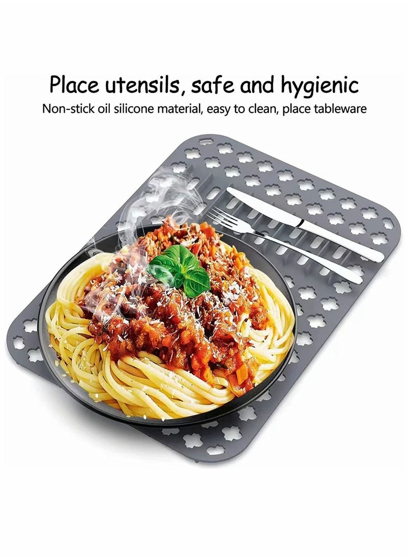 SYOSI Dish Drying Mats Gray 15.7 11.4 Kitchen Sink Mat and protector DIY Cuttable Holes Sink Pad Accessory Soft Silicone Dish Drying Mats Non Slip Heat Resistant  - Image 3