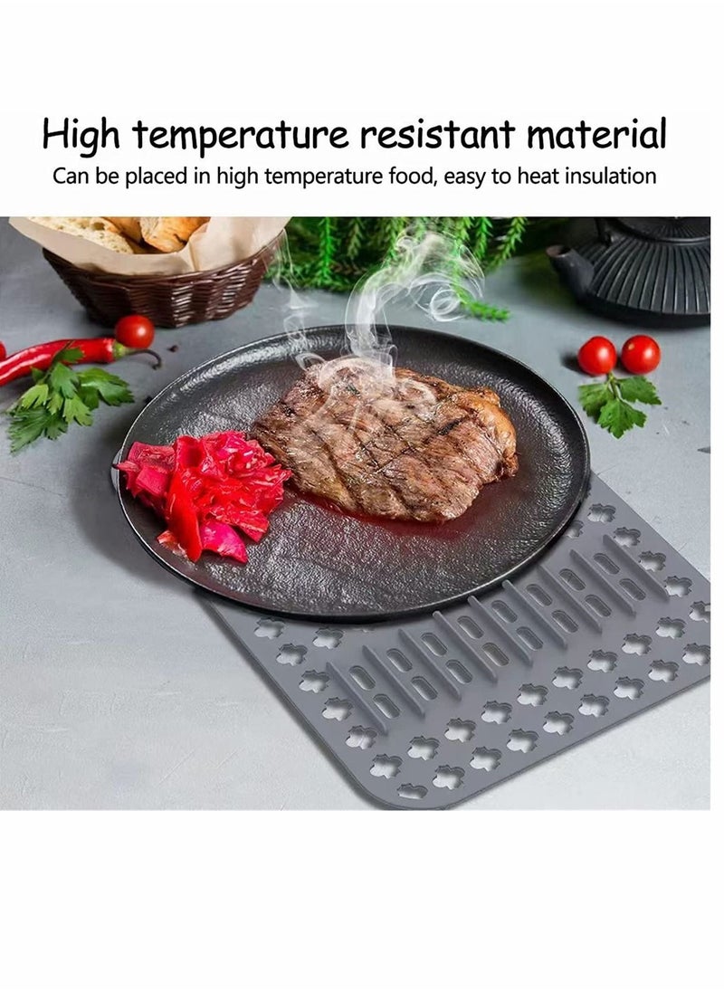 SYOSI - Dish Drying Mats Gray 15.7 11.4 Kitchen Sink Mat and protector DIY Cuttable Holes Sink Pad Accessory Soft Silicone Dish Drying Mats Non Slip Heat Resistant - Image 1