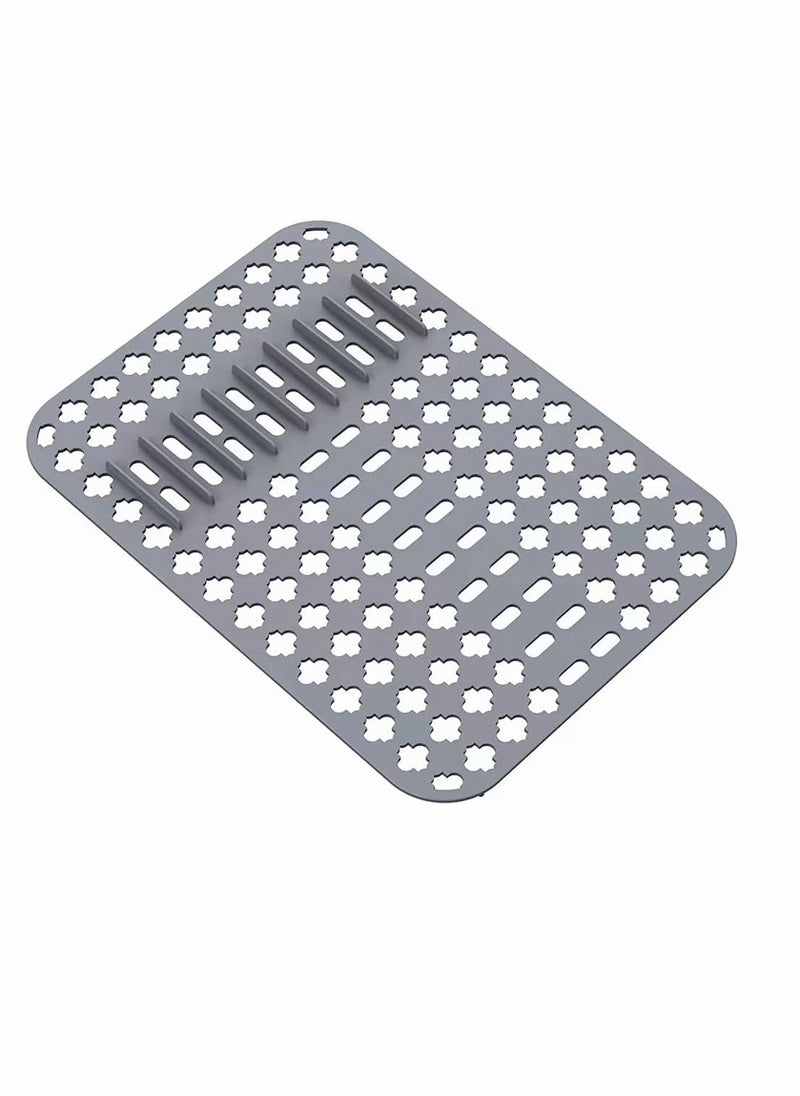 SYOSI Dish Drying Mats Gray 15.7 11.4 Kitchen Sink Mat and protector DIY Cuttable Holes Sink Pad Accessory Soft Silicone Dish Drying Mats Non Slip Heat Resistant  - Image 1