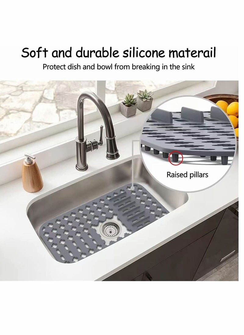 SYOSI - Dish Drying Mats Gray 15.7 11.4 Kitchen Sink Mat and protector DIY Cuttable Holes Sink Pad Accessory Soft Silicone Dish Drying Mats Non Slip Heat Resistant - Image 1