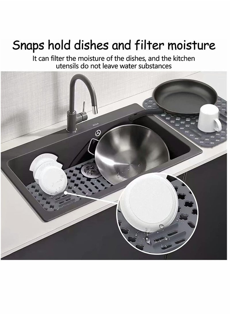 SYOSI Dish Drying Mats Gray 15.7 11.4 Kitchen Sink Mat and protector DIY Cuttable Holes Sink Pad Accessory Soft Silicone Dish Drying Mats Non Slip Heat Resistant  - Image 4