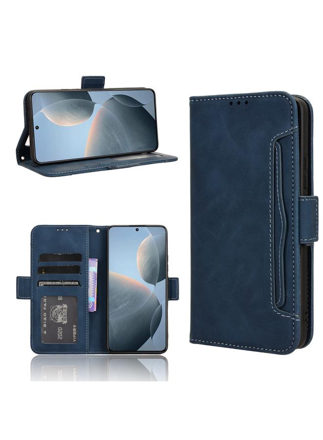 جرين تايجر حافظة هاتف جلدية لهاتف Xiaomi Redmi K70E 5G / Poco X6 Pro ذات ملمس جلد العجل وفتحات للبطاقات (أزرق)