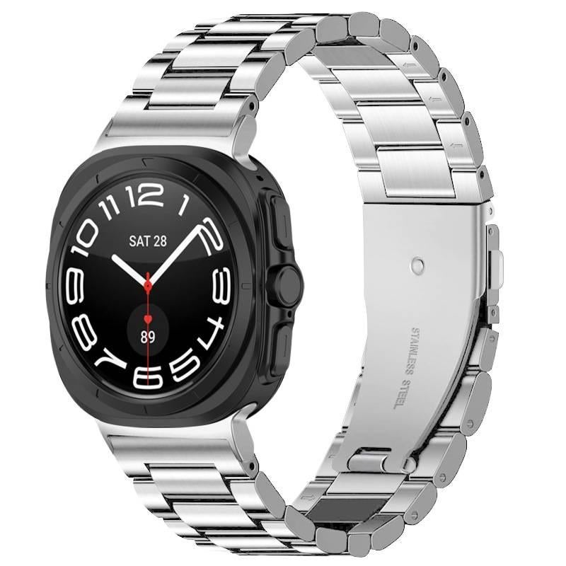 سوار ساعة ذكية سوار معدني من الستانلس ستيل متوافق مع Samsung Galaxy Watch Ultra بملاءمة قابلة للتعديل وحزام بديل للاستخدام اليومي باللون فضي قابل للتعديل للاستخدام الداخلي - Image 5