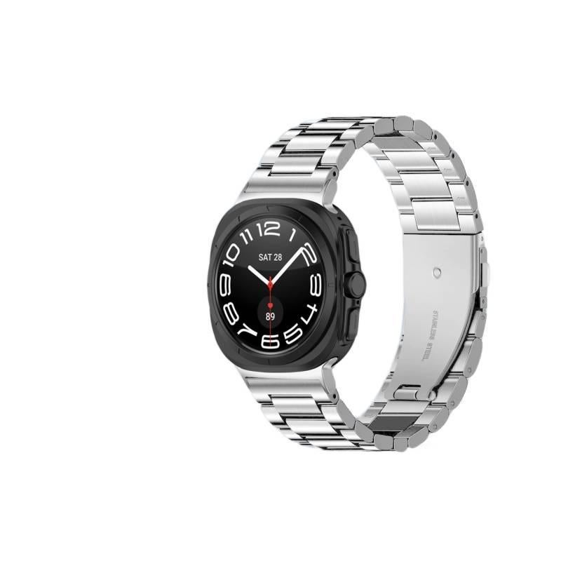 سوار ساعة ذكية سوار معدني من الستانلس ستيل متوافق مع Samsung Galaxy Watch Ultra بملاءمة قابلة للتعديل وحزام بديل للاستخدام اليومي باللون فضي قابل للتعديل للاستخدام الداخلي - Image 2
