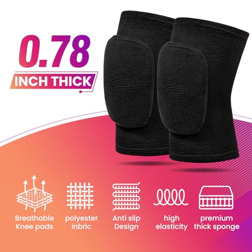 RYBTB Volleyball Knee Pads,Knee Pads for Women,Men,Kids,Girls,Knee Brace for Basketball Volleyball Football Dance Yoga Tennis Running Cycling Workout Climbing (Black, Medium) - Image 3