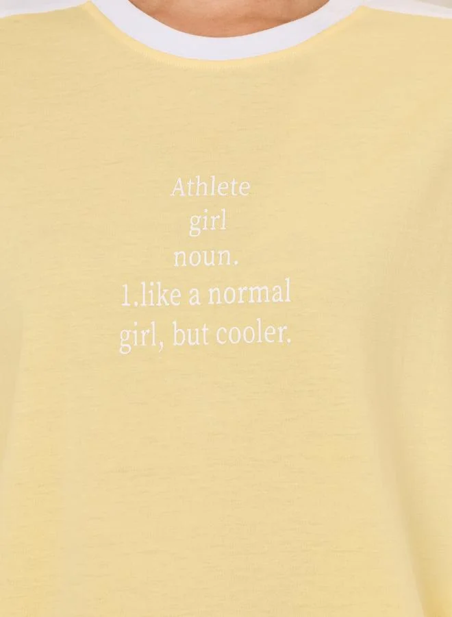 Styli Oversized Athlete Girl Slogan Round Neck T-Shirt