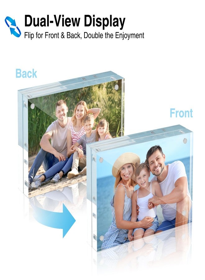 HOUSE DAY Acrylic Picture Frames 4x6, 3 Pack Magnetic 4 x 6 Picture Frame, Double Sided Clear 4x6 Photo Frame with Microfiber Cloth, Frameless FreeStanding 4x6 Frame Gift for Desktop Display - Image 3