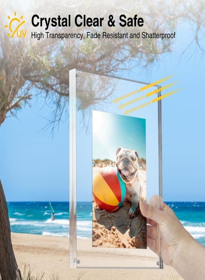 HOUSE DAY Acrylic Picture Frames 4x6, 3 Pack Magnetic 4 x 6 Picture Frame, Double Sided Clear 4x6 Photo Frame with Microfiber Cloth, Frameless FreeStanding 4x6 Frame Gift for Desktop Display - Image 5