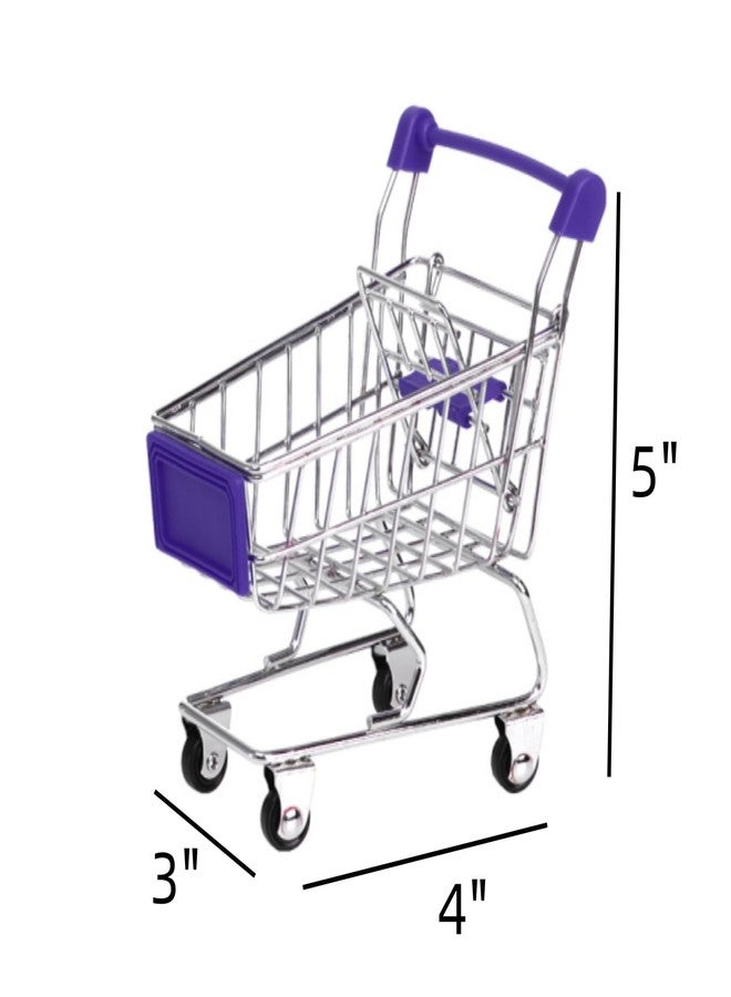 Dicunoy 6 PCS Mini Shopping Cart, Mini Supermarket Shopping Grocery Handcart, Small Decorative Ornaments Metal Shopping Utility Cart Mode on Wheels for Holder Desk Accessories - Image 2