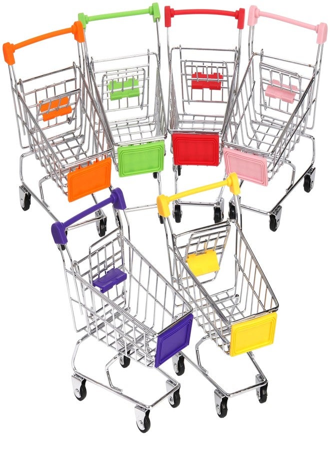 Dicunoy 6 PCS Mini Shopping Cart, Mini Supermarket Shopping Grocery Handcart, Small Decorative Ornaments Metal Shopping Utility Cart Mode on Wheels for Holder Desk Accessories - Image 3