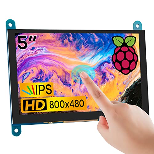 Hosyond شاشة عرض تعمل باللمس IPS LCD بحجم 5 بوصات 800×480، شاشة سعة HDMI لجهاز Raspberry Pi 5/4/3، BB Black، ويندوز 10 8 7 - Image 1