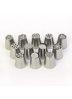 VIBGYOR PRODUCTS VIBGYOR PRODUCTS 12pcs Stainless Steel Russian Pastry Piping Nozzles Cake Decorating Icing Tips  - Image 2