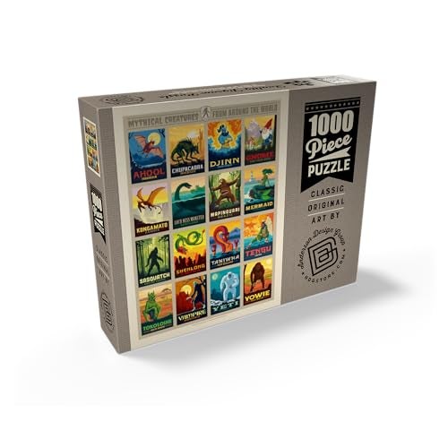 MyPuzzle.com MyPuzzle Mythical Creatures from Around The World Vintage Poster  Premium 1000 Piece Jigsaw Puzzle for Adults - Image 5
