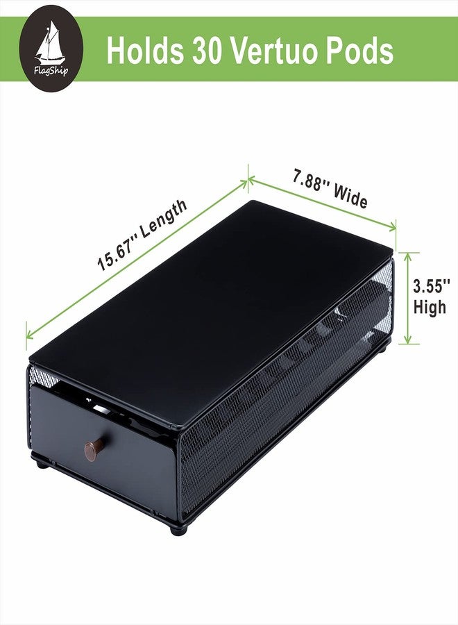 فلاج شيب منظم كبسولات نسبريسو الرائد، حامل كبسولات فيرتو، درج كبسولات القهوة، تصميم بار القهوة، معدن أسود (سعة 30 كبسولة) - Image 2