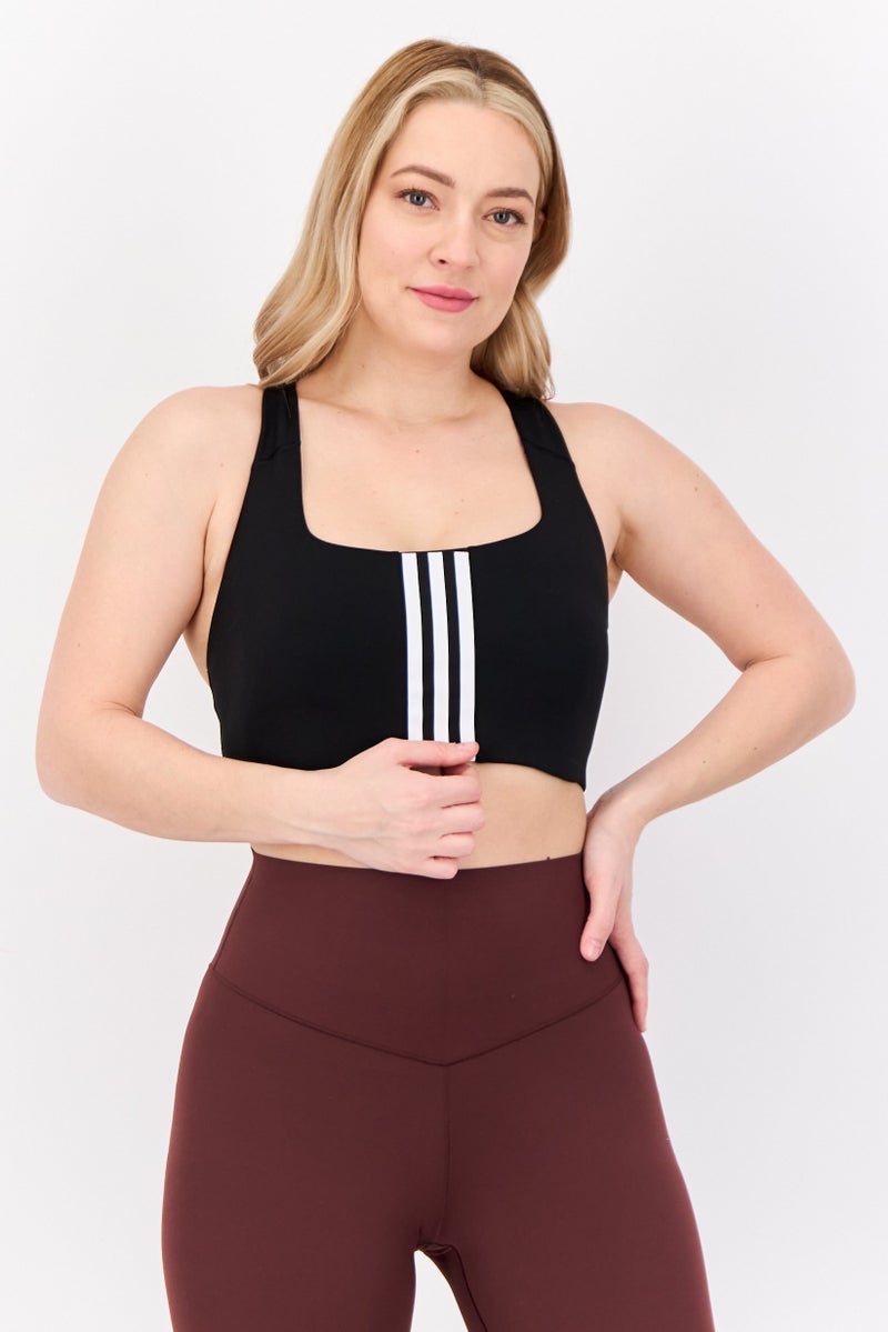 Adidas Women Brand Logo Padded Sports Bra, Black - Image 1