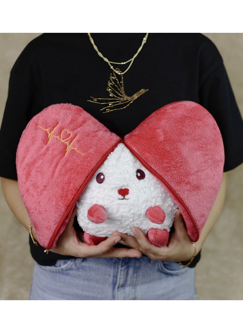 Canestar Valentine's Special Covered Bag Lamb - Special Design Zippered Closed Shape Heart Feature 20CM  - Image 1