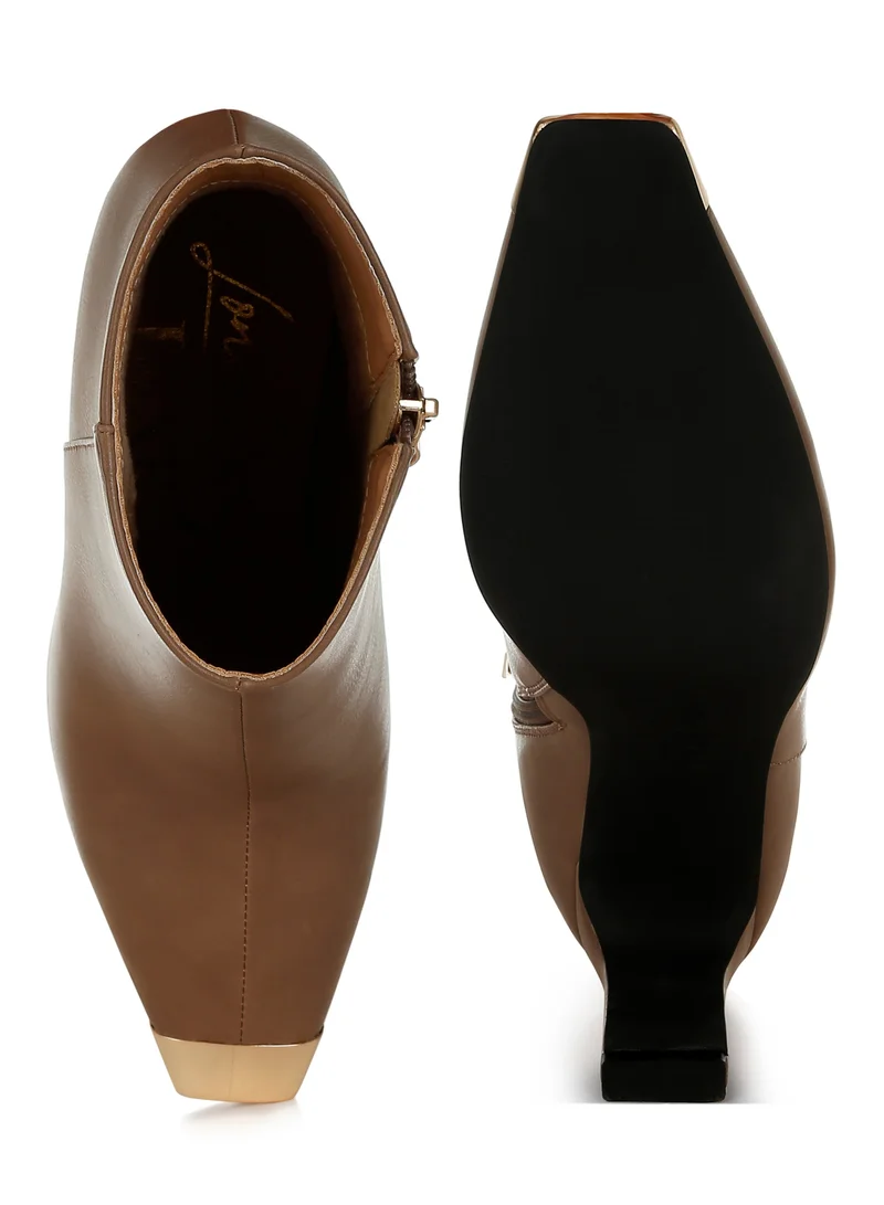 London Rag Metallic Cap Toe Faux Leather Boots in Brown