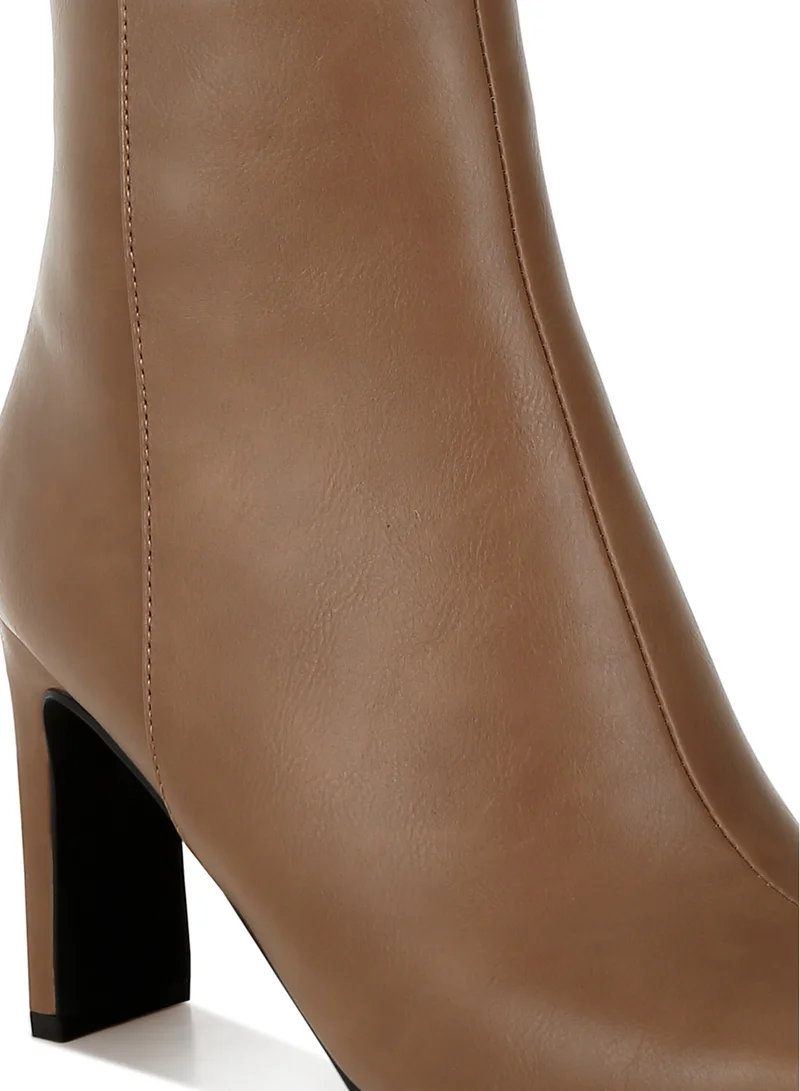 London Rag Metallic Cap Toe Faux Leather Boots in Brown