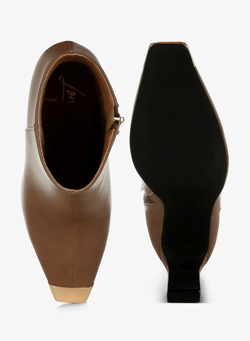London Rag Brown Metallic Cap Toe Faux Leather Boots in Brown for Women | Best Price UAE