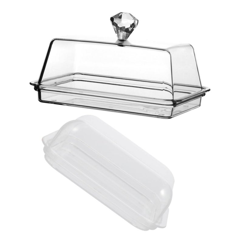 2Pcs Butter Dish Set with Flip Top Lid Small and Medium Size for Refrigerator Kitchen Storage - Image 2