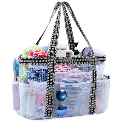 ELCUPA Large Mesh Shower Caddy Portable ShowerTote with Waterproof Phone Pouch Quick Dry Shower Bag with Separate Dry Wet Zones for College Dorm Gym Beach Tote Camping Travel Essentials - Image 1