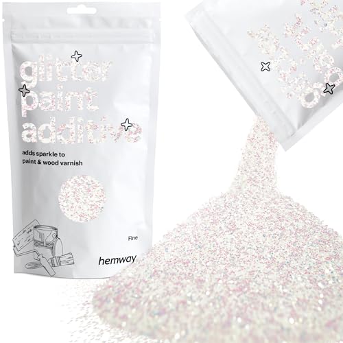 Hemway Glitter Paint Additive Crystals for Acrylic Emulsion Paint, Interior & Exterior Walls, Wood, Varnish, Matt, Gloss 100g / 3.5oz - Fine (1/64" 0.015" 0.4mm) - Mother of Pearl Iridescent - Image 1