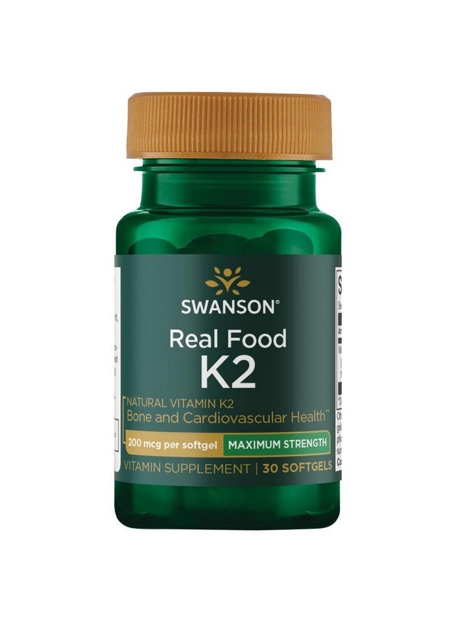 Swanson Maximum Strength Vitamin K2 (Menaquinone-7)-Vitamin Supplement Supporting Cardiovascular and Bone Health-Made from Japanese Natto to Help Regulate Calcium (30 Softgels, 200mcg Each) - Image 1