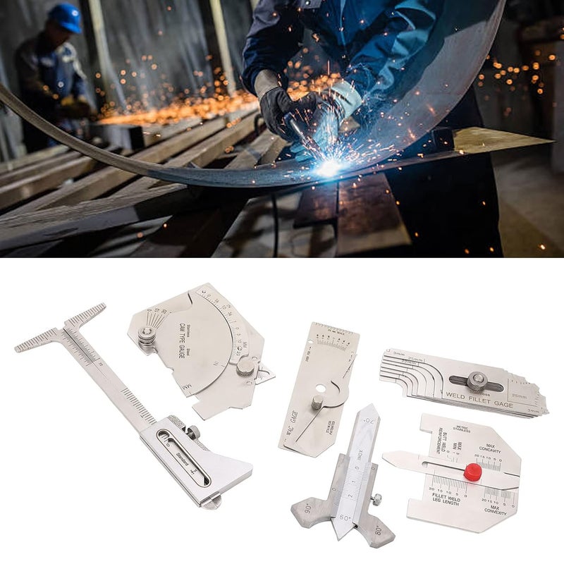 6 قطع مجموعة قياس اللحام من الفولاذ المقاوم للصدأ مع فحص التخلخل والقطع المنخفض والمرتفع - Image 4
