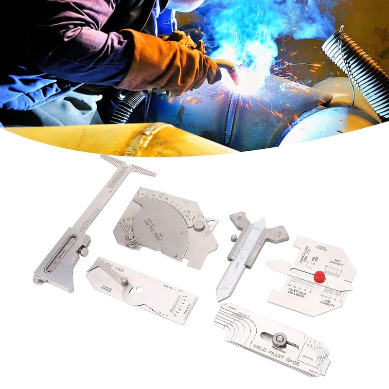 6 قطع مجموعة قياس اللحام من الفولاذ المقاوم للصدأ مع فحص التخلخل والقطع المنخفض والمرتفع - Image 5