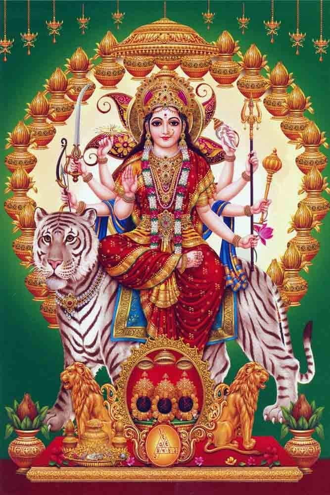 British Terminal British Terminal Goddess Durga Ambe Sherawali Maa Waterproof Vinyl Sticker Poster 12X18 inches can17031